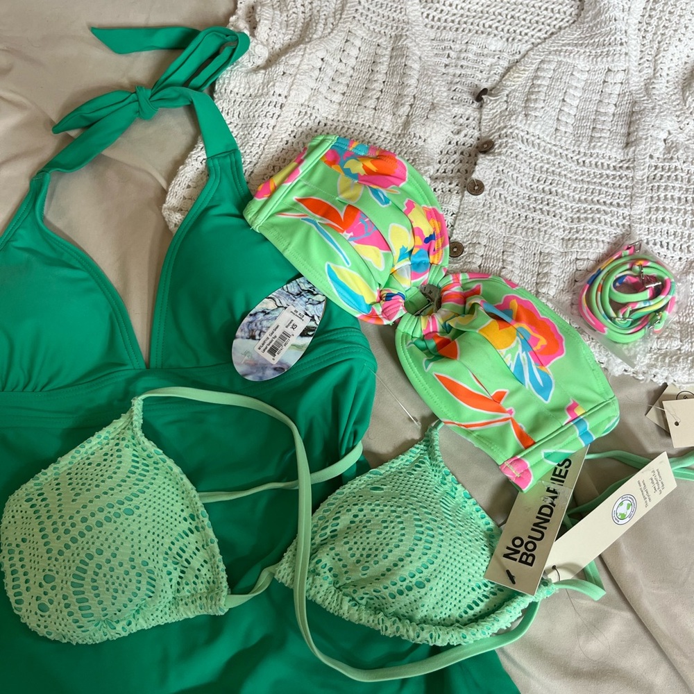 Swimwear pack- one tankini two bikini tops and one cover-up NWT